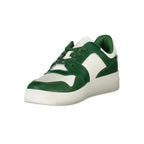 Tommy Hilfiger Verde Leather Men Sneaker showing beige leather upper, white laces, and rubber sole.