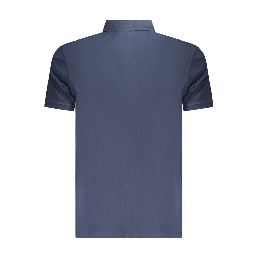 Timberland Blu Cotton Men's Polo shirt featuring a classic collar and short sleeves, styled casually on a mannequin.