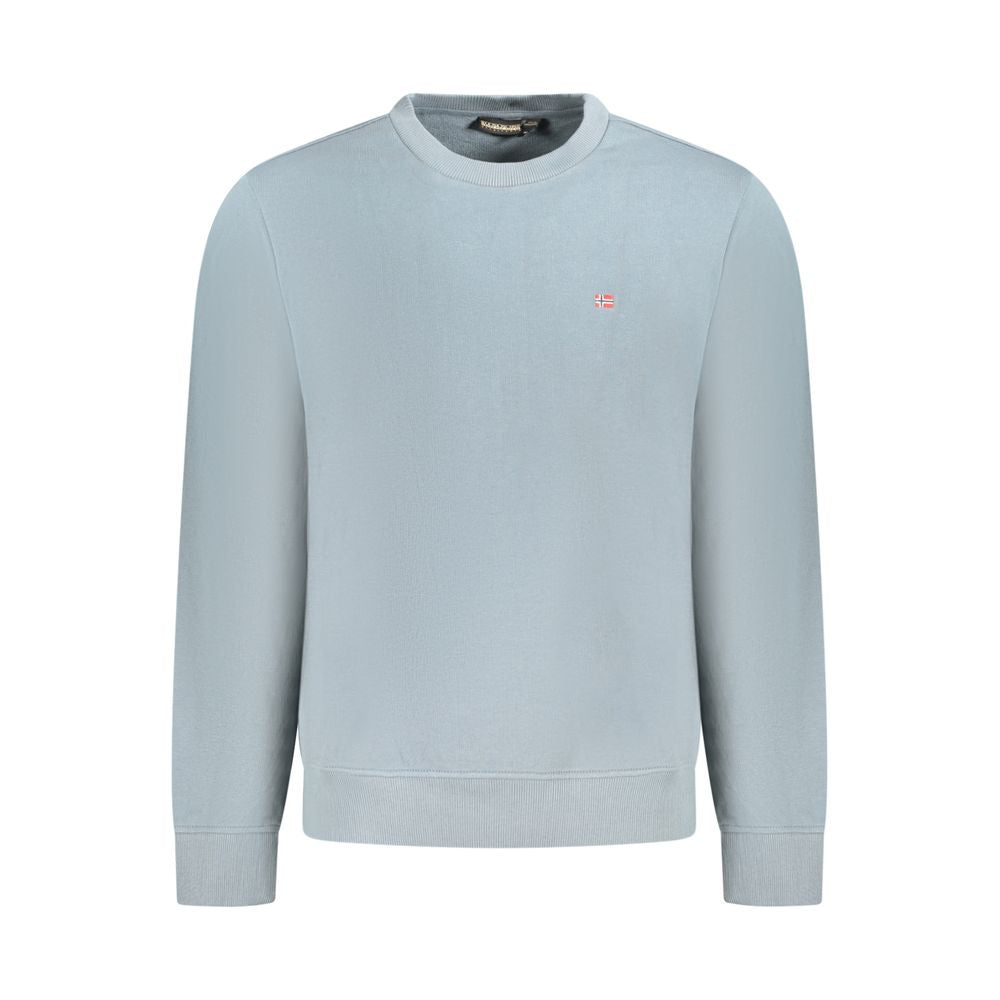 Napapijri gray cotton men's sweatshirt with a crew neck and long sleeves, casual style, front logo detail.