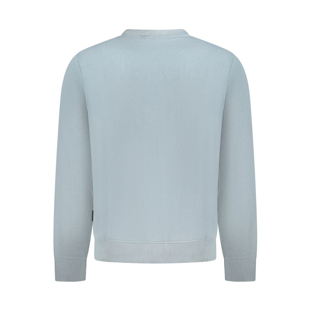 Napapijri Grigio cotton men's sweatshirt with crew neck and long sleeves, casual and comfortable clothing for everyday wear.