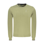 North Sails Verde cotton men's sweater with a crew neck and ribbed cuffs, in green color, displayed on a neutral background.