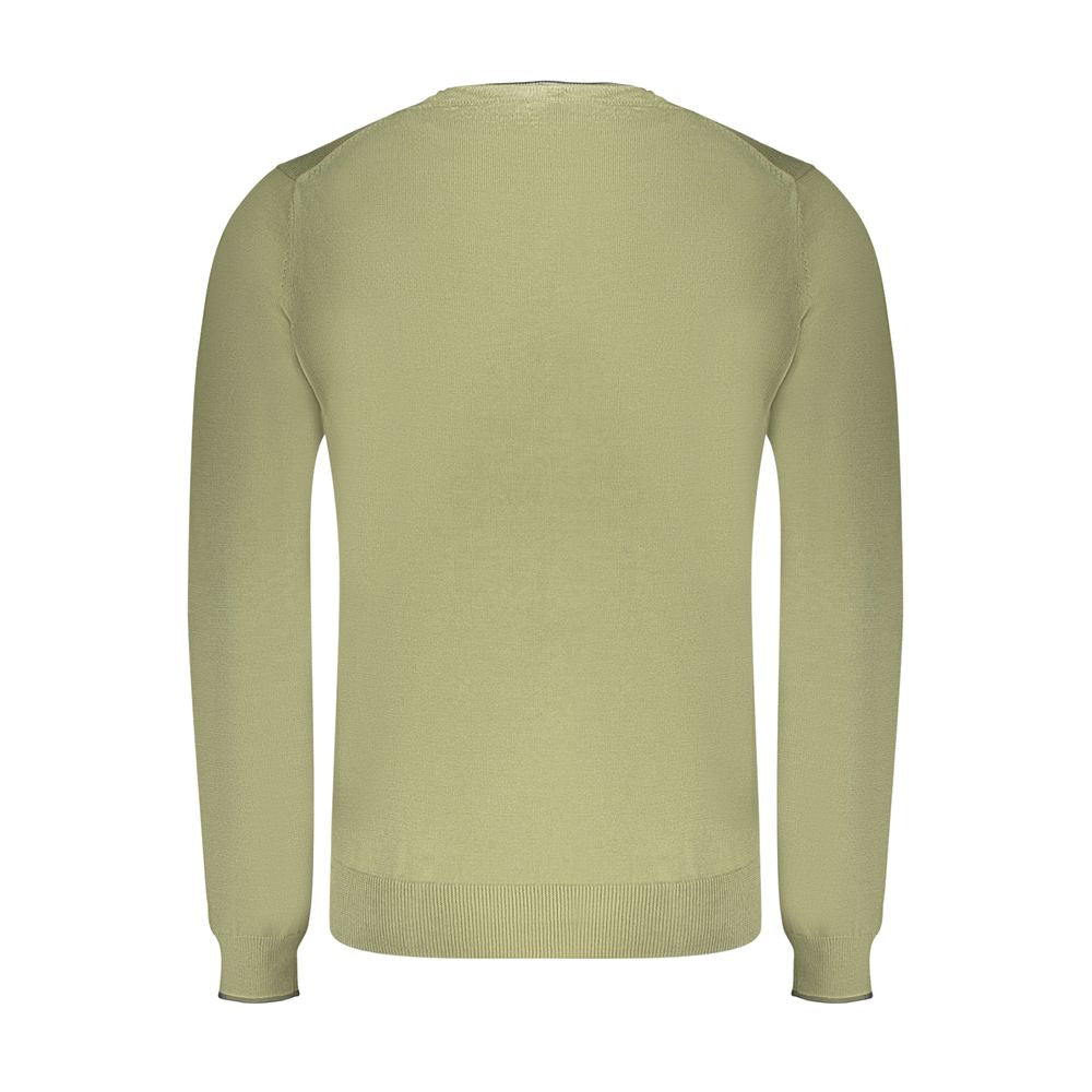 North Sails Verde cotton men's sweater featuring a classic crewneck design in green fabric.