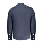 North Sails blue cotton men's shirt displayed flat, showing classic collar and button-front design for casual or smart wear.