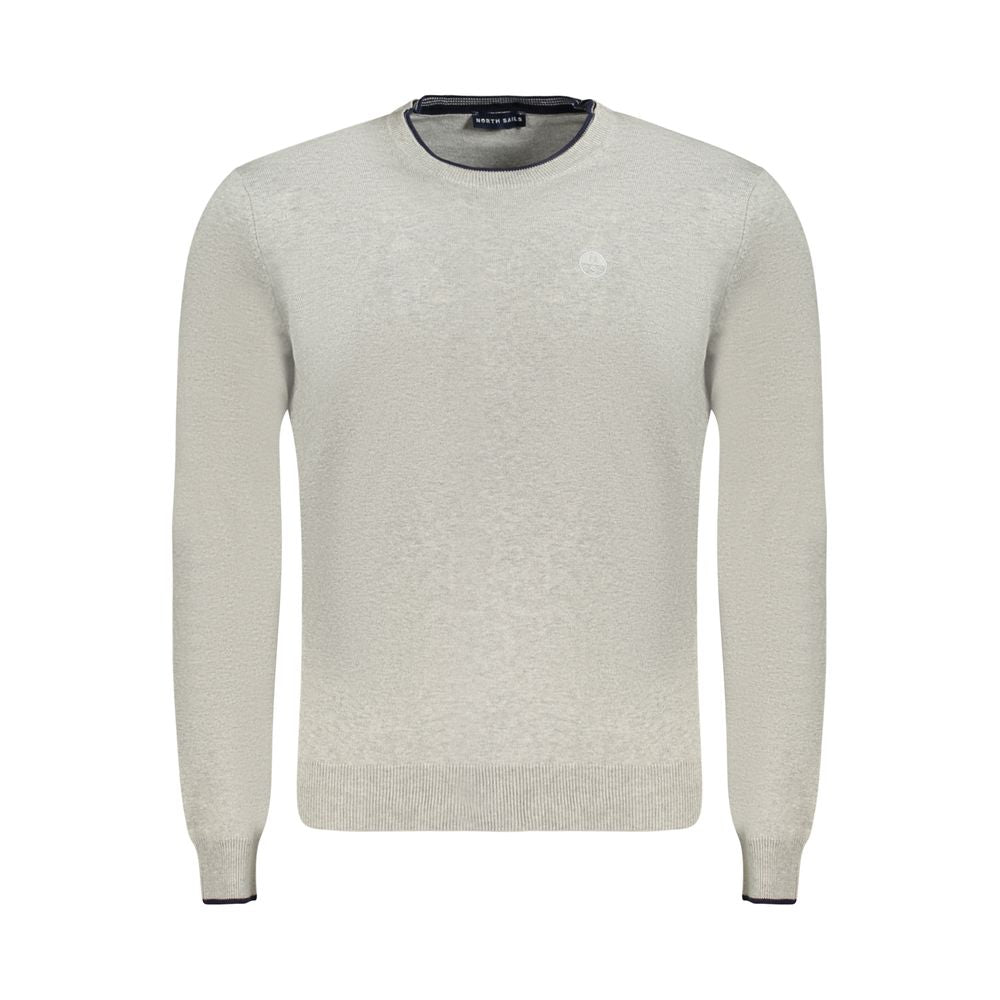North Sails Grigio Cotton men's sweater displayed on a mannequin, featuring a classic crew neck and ribbed cuffs.