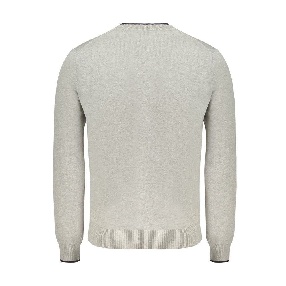 North Sails Grigio cotton men's sweater, front view showing classic crew neck and knit texture.