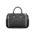 Black Guess Jeans women's handbag made of polyurethane with sleek design and silver-tone hardware, suitable for casual or chic outfits.