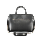 Guess Jeans black polyurethane women's handbag with sleek design and top handle, featuring a modern, stylish look.