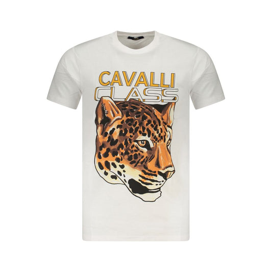 Cavalli Class White Cotton Men T-Shirt Cavalli Class