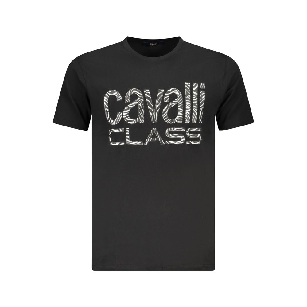 Cavalli Class Black Cotton Men T-Shirt Cavalli Class