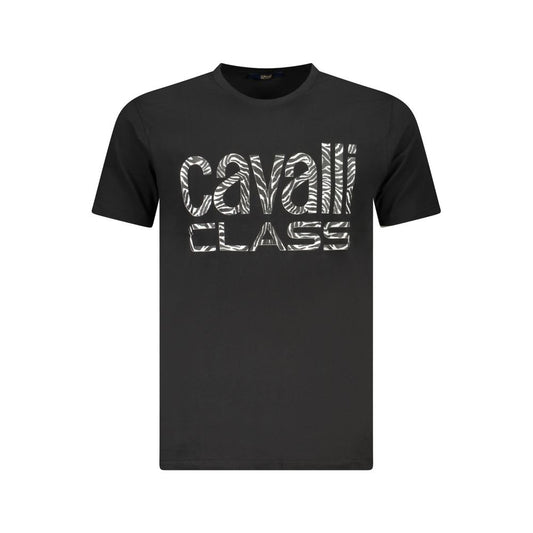 Cavalli Class Black Cotton Men T-Shirt Cavalli Class