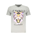 Gray Cavalli Class cotton men's T-shirt with a classic fit and subtle branding, shown on a plain background.