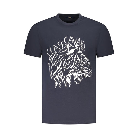 Cavalli Class Blue Cotton Men T-Shirt Cavalli Class
