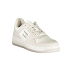 Tommy Hilfiger white polyurethane men's sneaker with sleek design and laces, casual footwear for everyday wear.