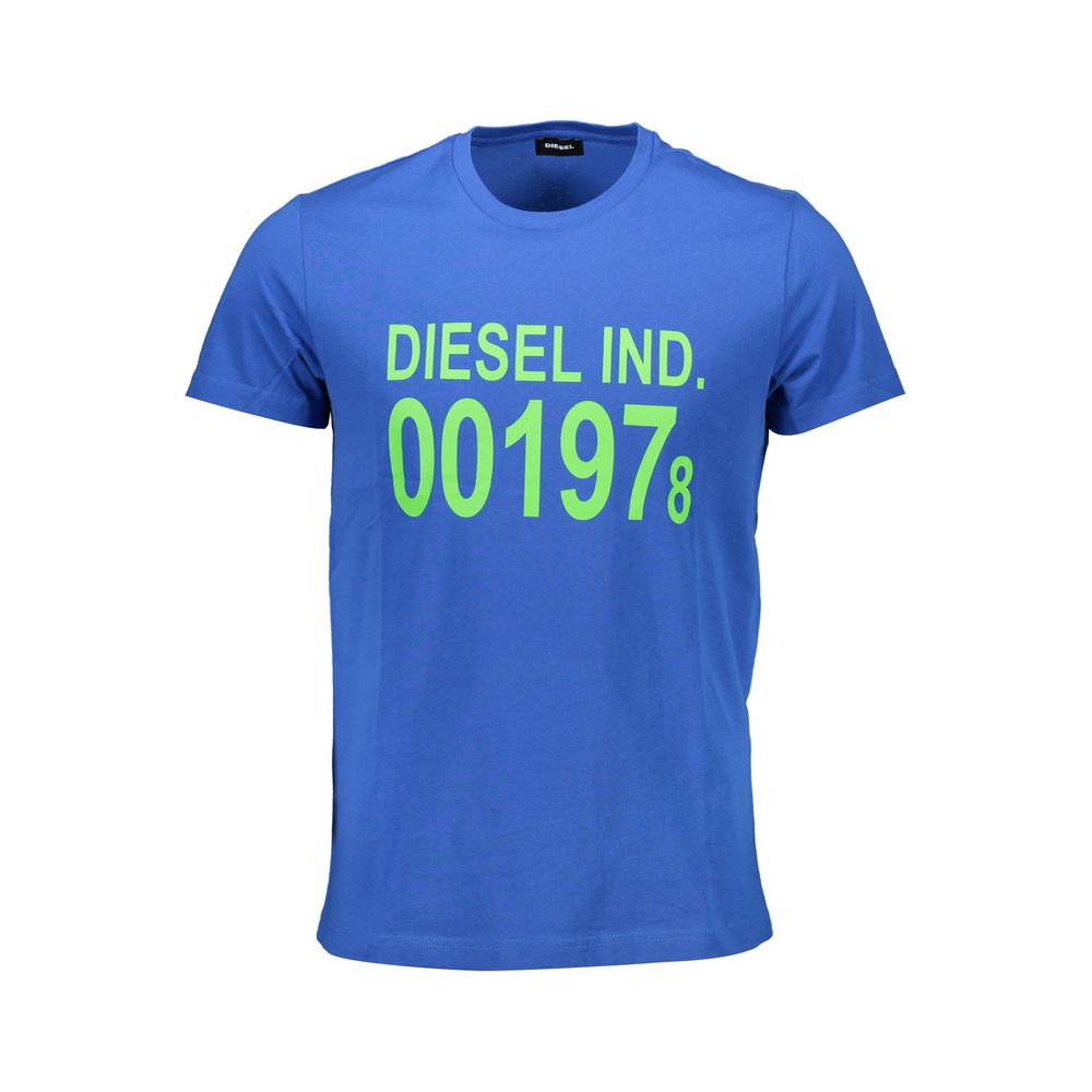 Black Diesel Blu Cotton Men’s T-Shirt with round neckline and short sleeves, featuring a simple, classic design.