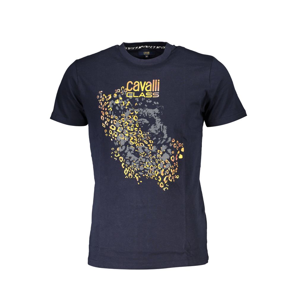 Cavalli Class Blue Cotton Men T-Shirt Cavalli Class