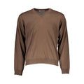 Romeo Gigli brown wool men's sweater with a classic fit and ribbed cuffs, displayed on a neutral background.