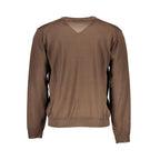 Romeo Gigli men's brown wool sweater with a classic knit design, featuring a crew neckline and textured fabric.