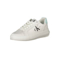 Calvin Klein Bianco leather women's sneaker featuring a sleek design and white laces, displayed on a clean background.