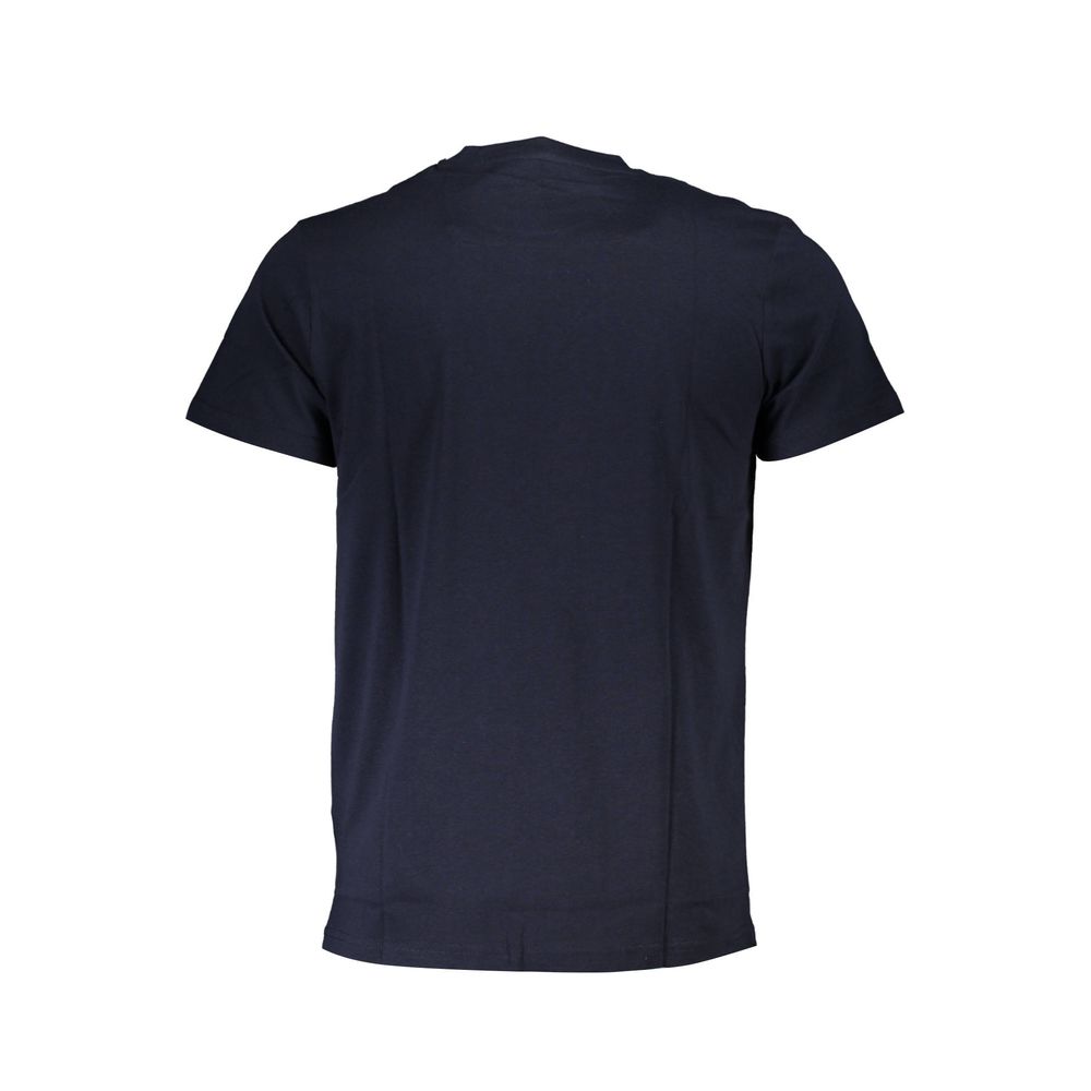 Cavalli Class Blu cotton men's T-shirt with round neckline and short sleeves, featuring subtle branding details.