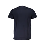 Cavalli Class Blu cotton men's T-shirt with round neckline and short sleeves, featuring subtle branding details.