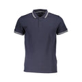 Cavalli Class Blu cotton men's polo shirt with collar and short sleeves, featuring a classic fit and subtle branding details.