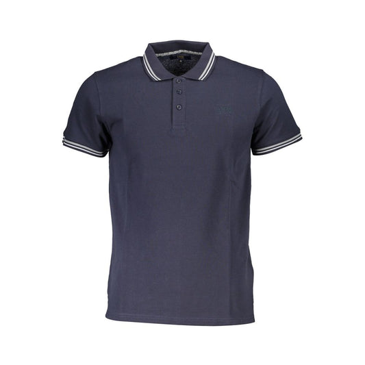 Cavalli Class Blue Cotton Men Polo Shirt Cavalli Class