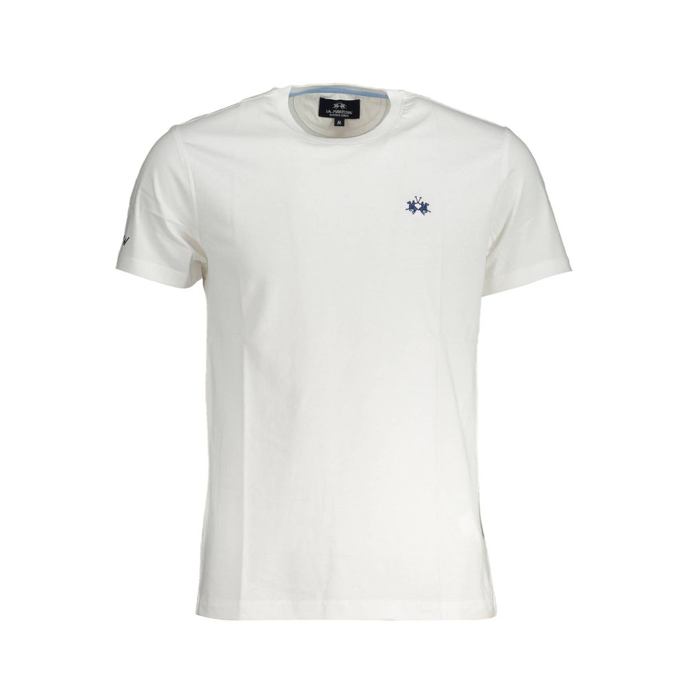 White La Martina cotton men's T-shirt with crew neck and short sleeves, casual and comfortable summer apparel.