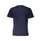 North Sails blue cotton men's T-shirt displayed flat with short sleeves and crew neck, showcasing casual maritime style.