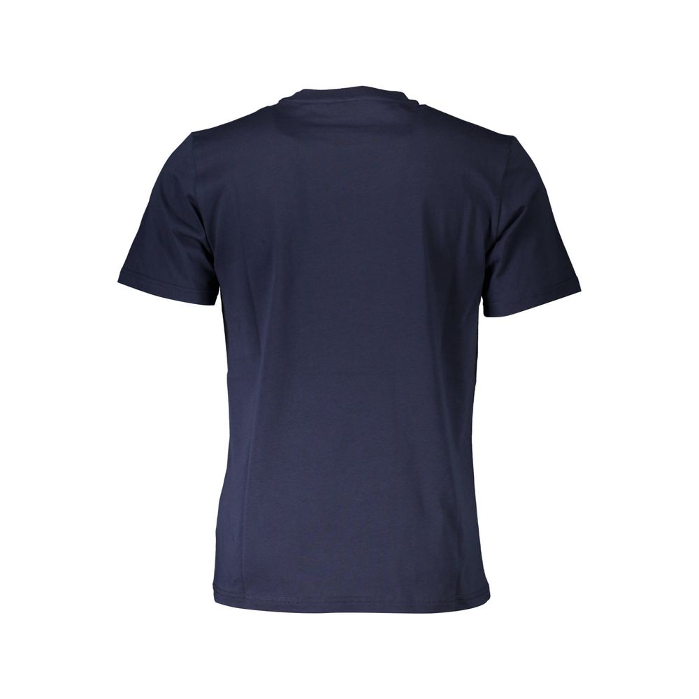 North Sails blue cotton men's T-shirt displayed flat with short sleeves and crew neck, showcasing casual maritime style.