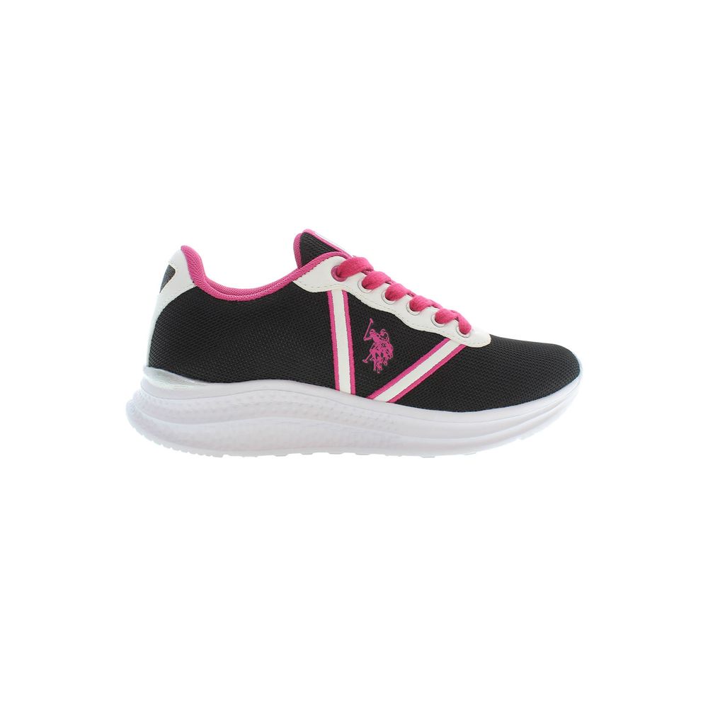 U.S. POLO ASSN. Nero women's polyester sneaker with sleek black design, athletic style, and comfortable fit.