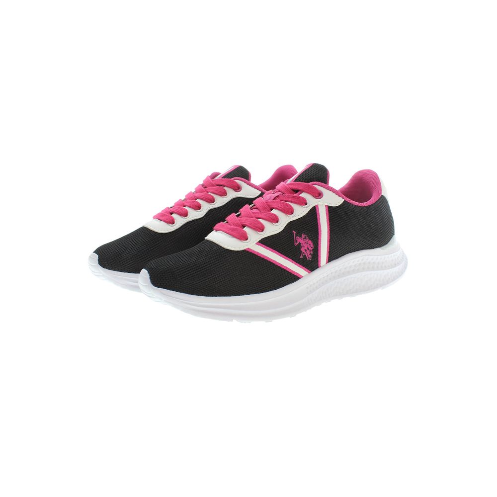 U.S. POLO ASSN. Nero polyester women's sneaker with stylish design, featuring a sleek black color and comfortable fit.
