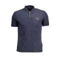 Men's Napapijri polo shirt in blue cotton featuring a classic collar and short sleeves.