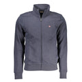 Napapijri blue cotton men's sweatshirt with crewneck and long sleeves, casual style and comfortable fit.