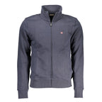 Napapijri blue cotton men's sweatshirt with crewneck and long sleeves, casual style and comfortable fit.