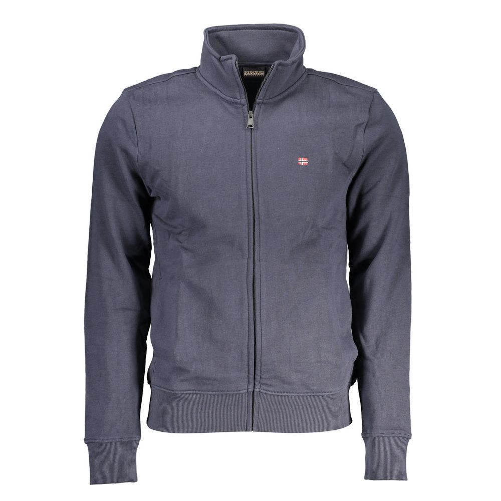 Napapijri blue cotton men's sweatshirt with crewneck and long sleeves, casual style and comfortable fit.