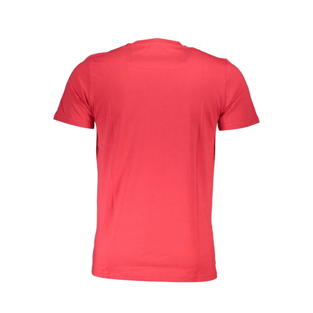 Cavalli Class Rosso cotton men's T-shirt with round neckline and short sleeves, featuring a sleek, minimalist design.
