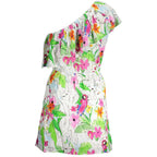White Desigual women's dress made of viscose, featuring a flowy fabric and stylish design.