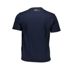 Blue cotton men's T-shirt by Plein Sport featuring a casual fit and crew neckline, displayed flat on a white background.