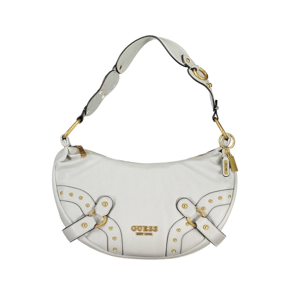 Guess Jeans gray polyurethane shoulder bag for women with sleek design and adjustable strap, stylish accessory for everyday use.