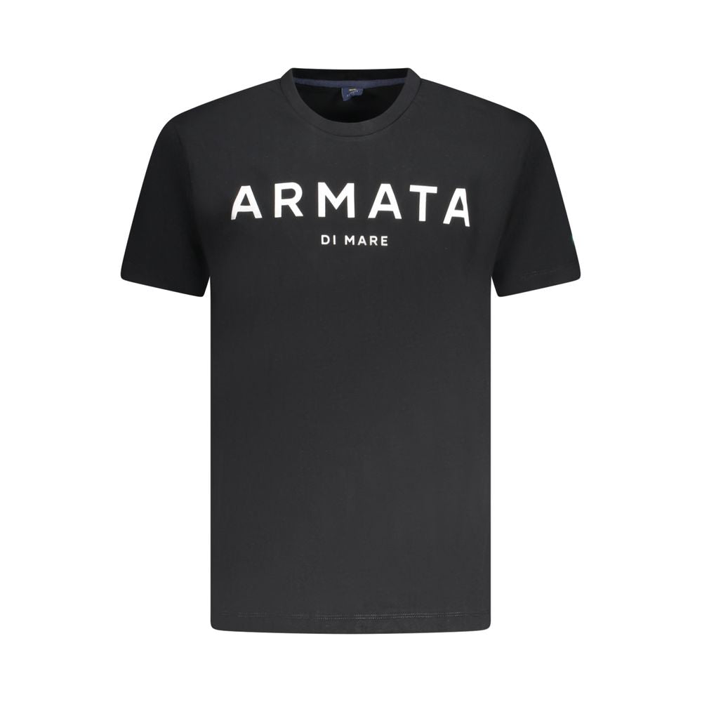 Black cotton men's T-shirt by Armata Di Mare with a classic fit and short sleeves, shown on a plain background.