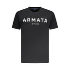 Black cotton men's T-shirt by Armata Di Mare with a classic fit and short sleeves, shown on a plain background.