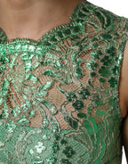 Dolce & Gabbana Green Cotton Floral Lace Sheath Midi Dress - Eljoys Fashion 