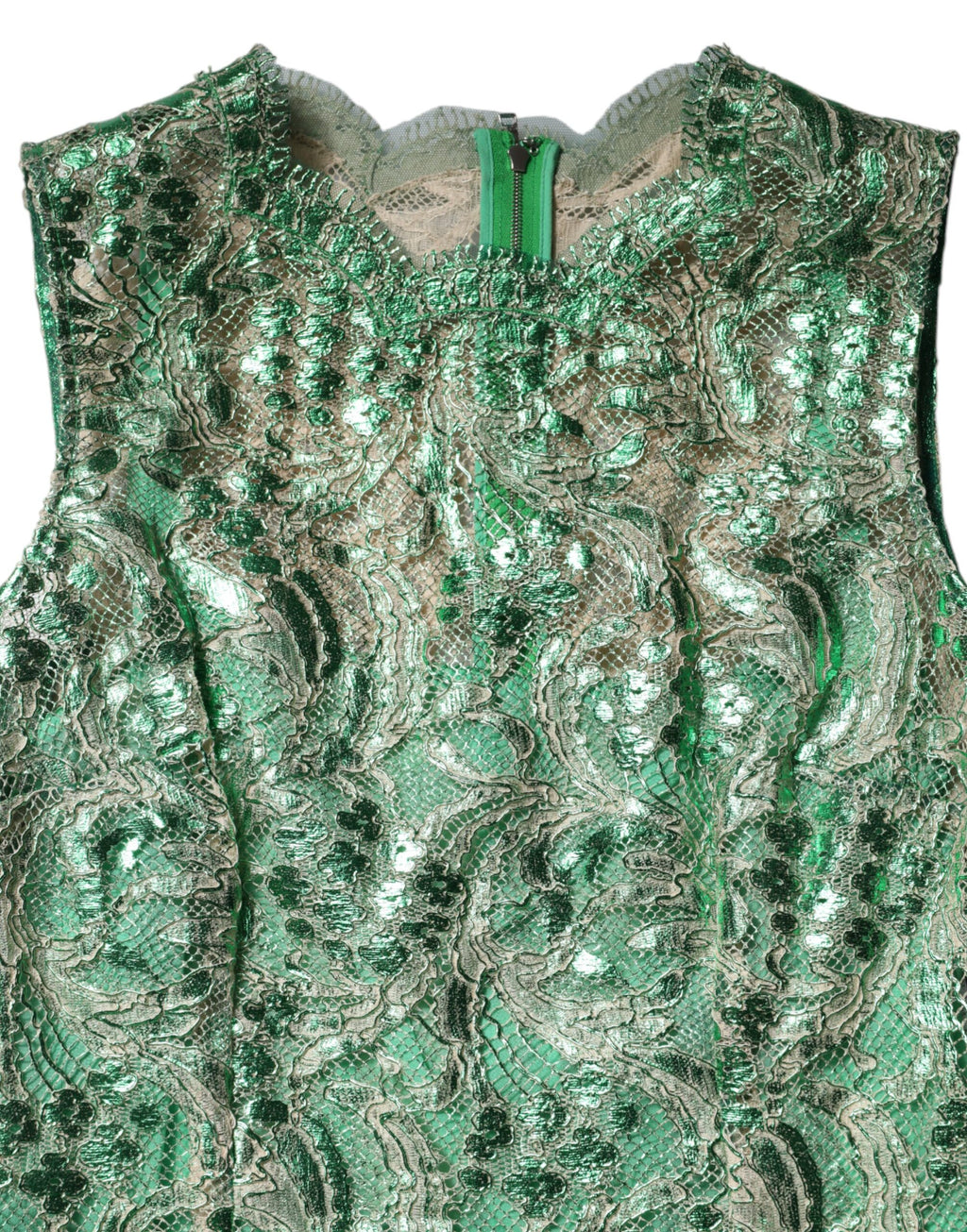 Dolce & Gabbana Green Cotton Floral Lace Sheath Midi Dress - Eljoys Fashion 