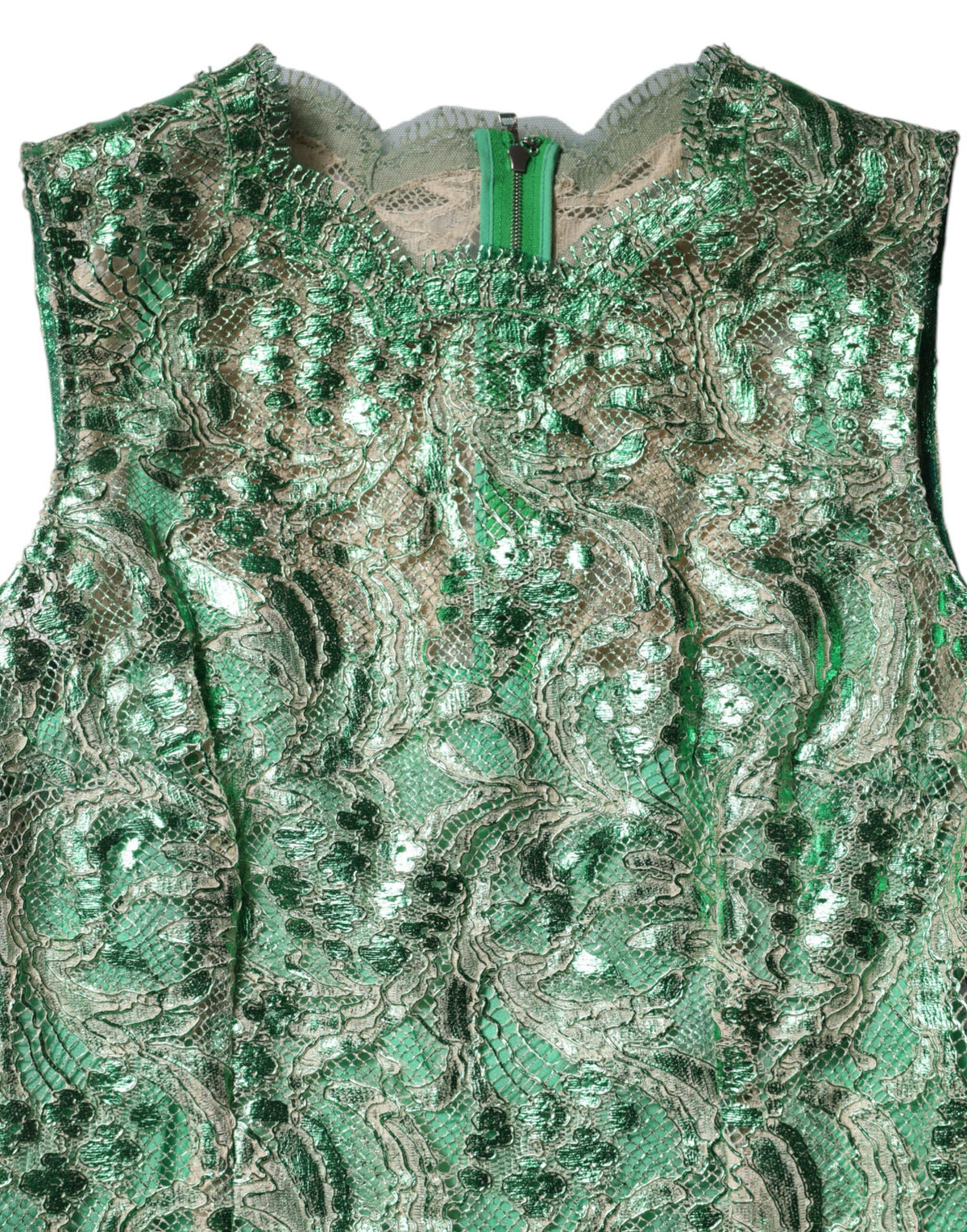 Dolce & Gabbana Green Cotton Floral Lace Sheath Midi Dress - Eljoys Fashion 