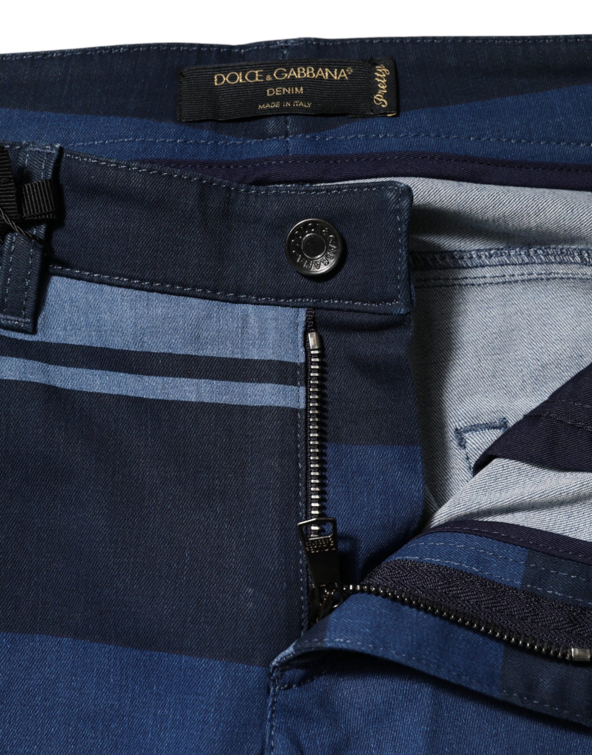 Dolce & Gabbana Blue Striped Cotton Stretch Denim Jeans Dolce & Gabbana