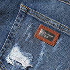 Dolce & Gabbana Blue Tattered Cotton Low Waist Denim Jeans