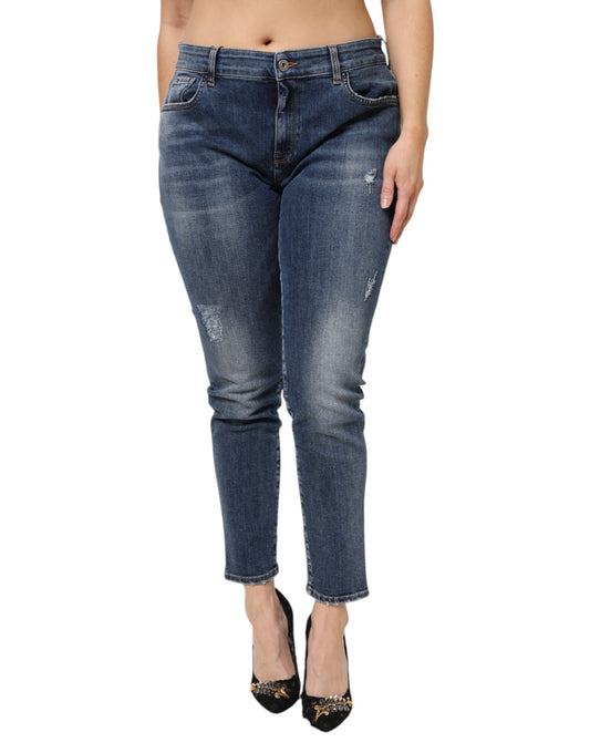 Dolce & Gabbana Blue Washed Cotton Low Waist Denim Jeans Dolce & Gabbana