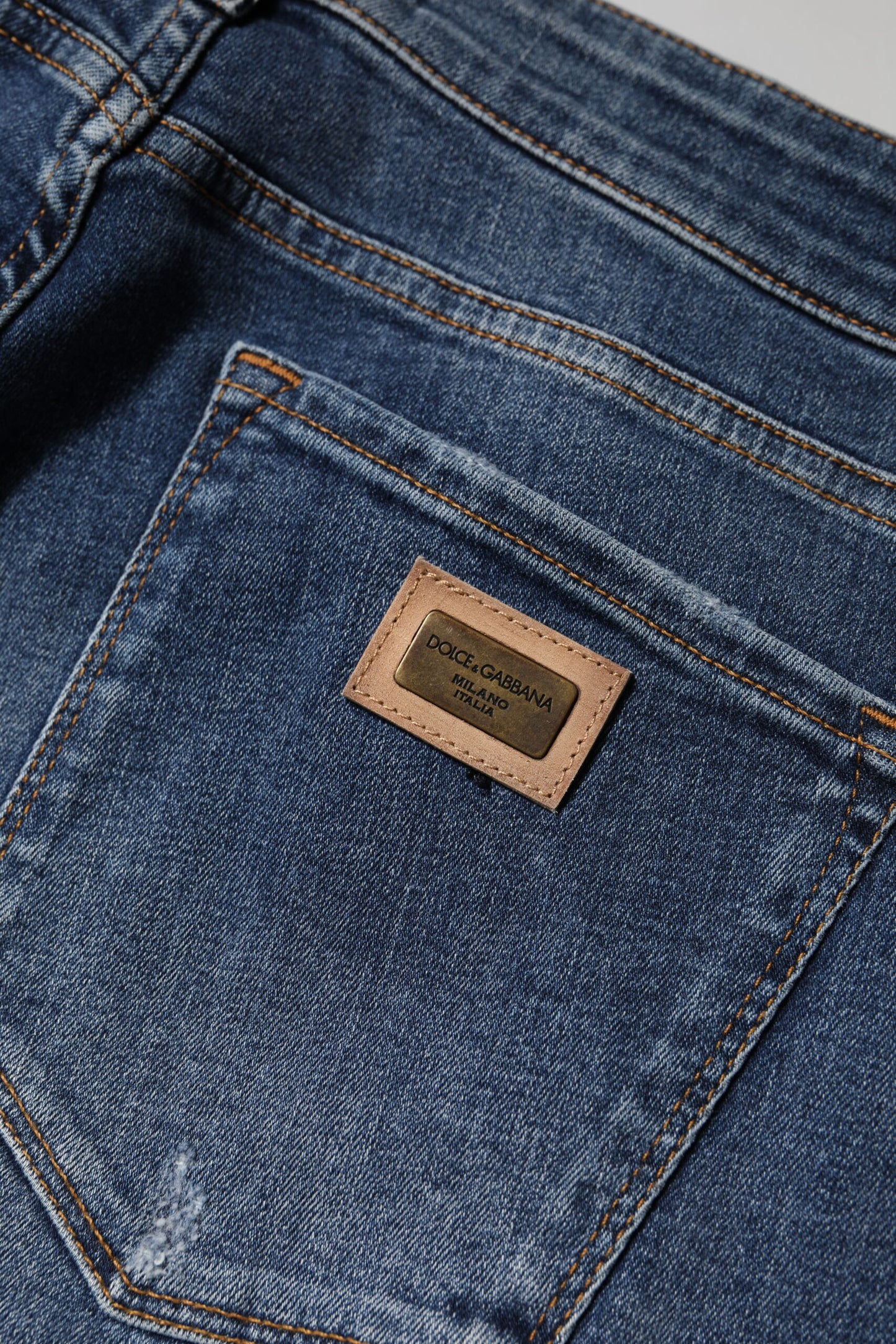 Dolce & Gabbana Blue Washed Cotton Low Waist Denim Jeans Dolce & Gabbana