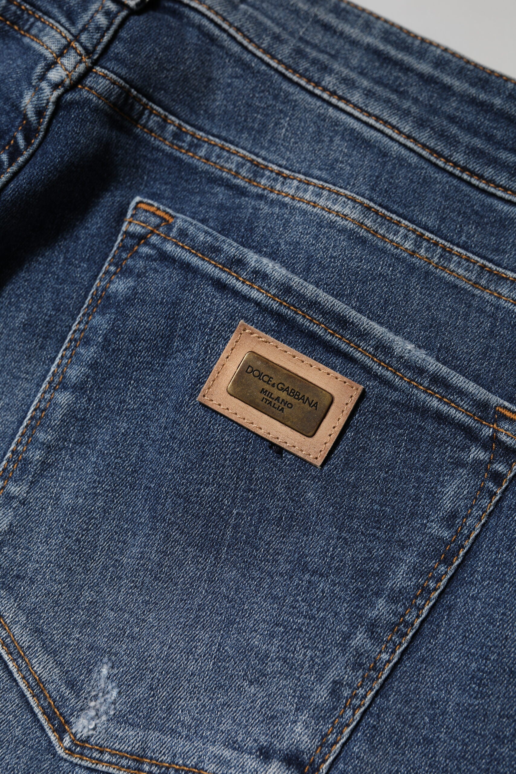 Dolce & Gabbana Blue Washed Cotton Low Waist Denim Jeans Dolce & Gabbana