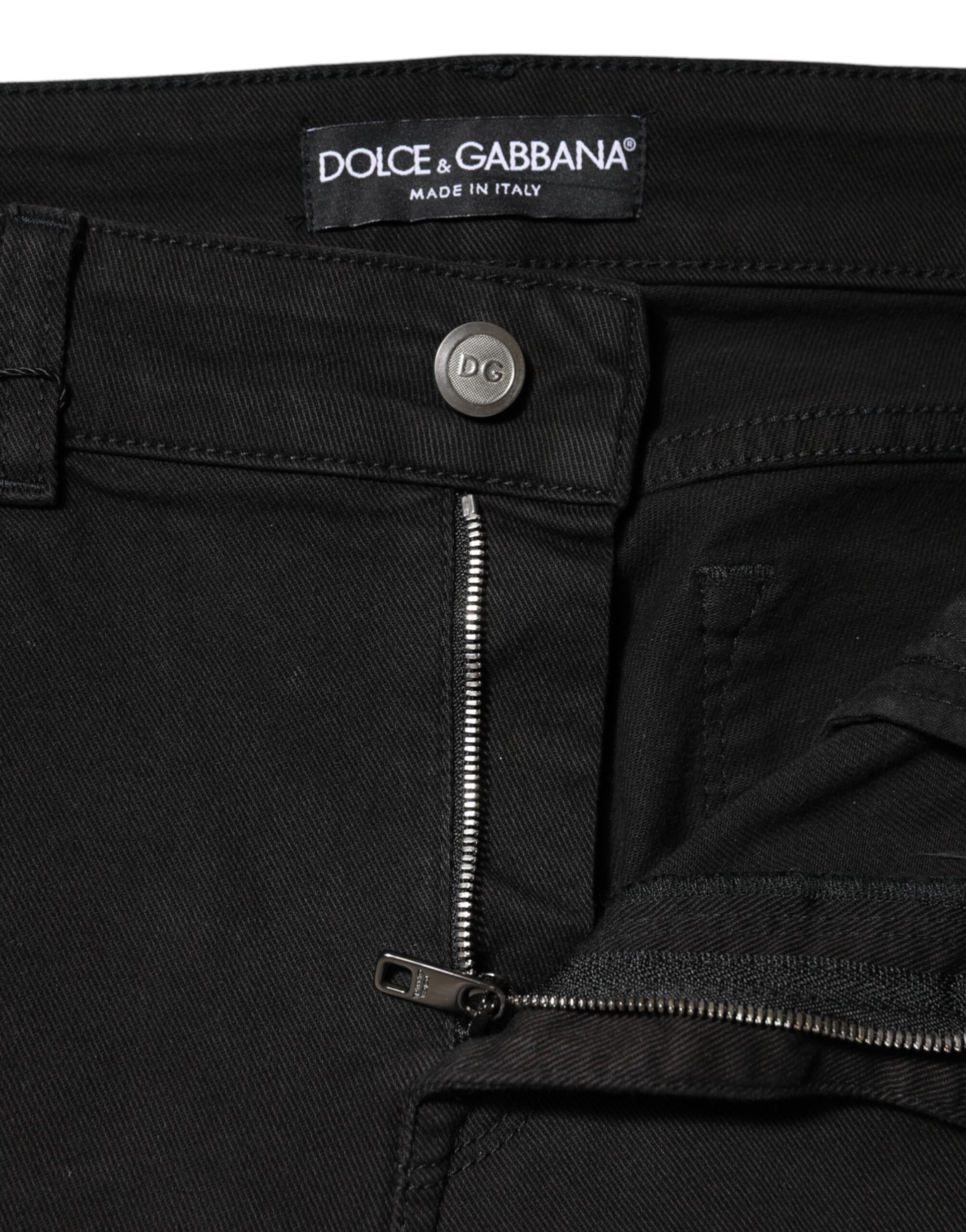 Dolce & Gabbana Black Cotton Mid Waist Denim Jeans Dolce & Gabbana